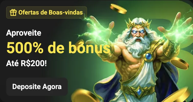 Oferta de boas-vindas: 500% de bônus até R$ 200